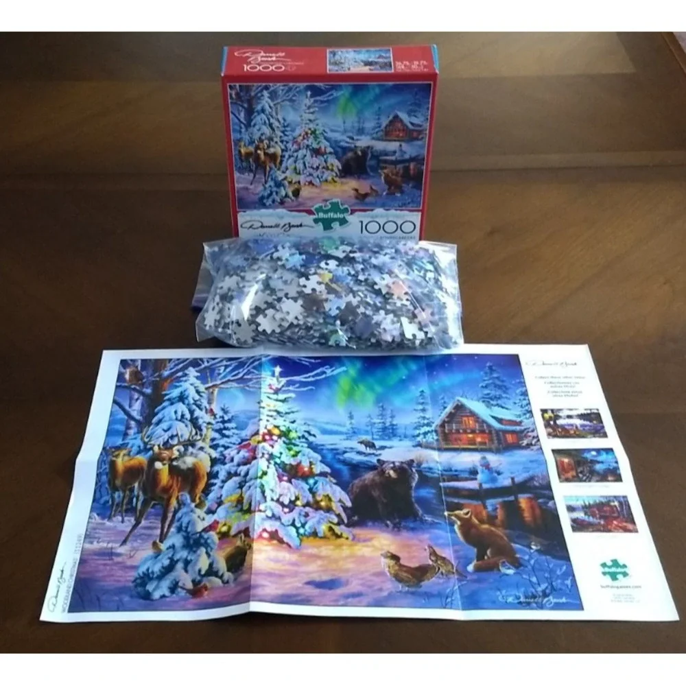 Buffalo Games Jigsaw Puzzle 1000 Pc Woodland Christmas Animals Complete‎ Poster